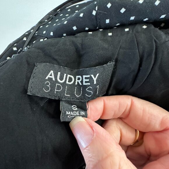 Audrey Halterneck Black White Polka Dot Open Tie Back Pleat Wide Leg Jumpsuit S - Picture 10 of 16